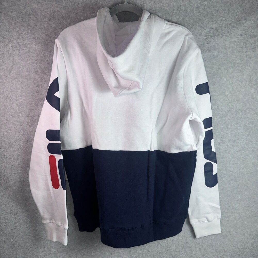 FILA Unisex Hoodie Sweatshirt M Big Pullover 3 Color White Red and Blue New - Picture 6 of 6